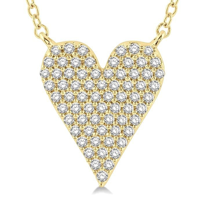 1/4 Ctw Heart Charm Round Cut Diamond Fashion Pendant With Chain in 10K Yellow Gold