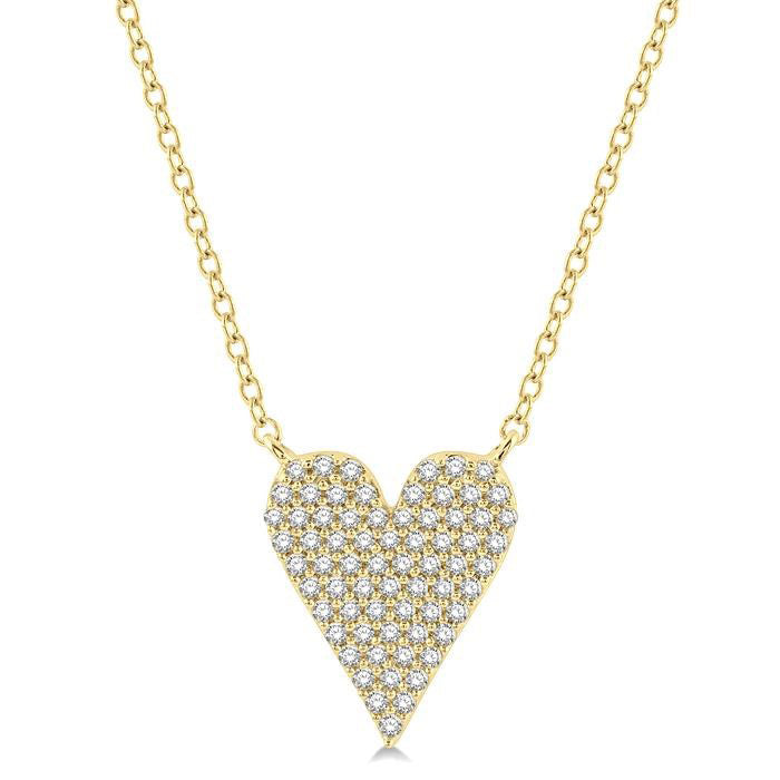 1/4 Ctw Heart Charm Round Cut Diamond Fashion Pendant With Chain in 10K Yellow Gold