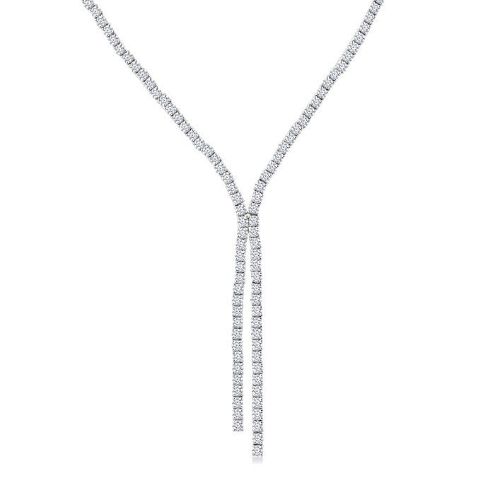 8 7/8 Ctw Y-Shape Round Cut Diamond Tennis Necklace in 14K White Gold