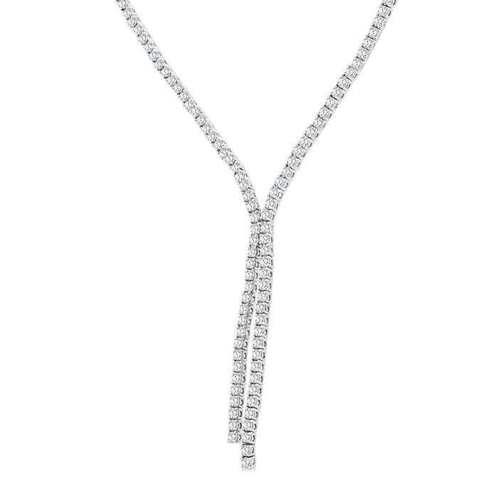 8 7/8 Ctw Y-Shape Round Cut Diamond Tennis Necklace in 14K White Gold