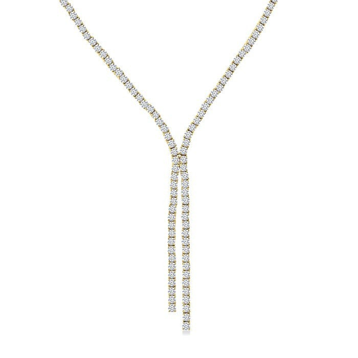 8 7/8 Ctw Y-Shape Round Cut Diamond Tennis Necklace in 14K Yellow Gold