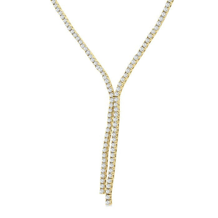 8 7/8 Ctw Y-Shape Round Cut Diamond Tennis Necklace in 14K Yellow Gold