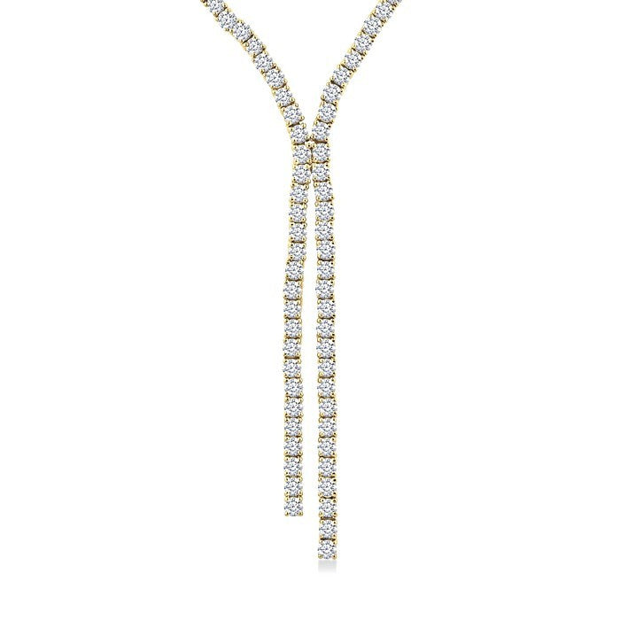 8 7/8 Ctw Y-Shape Round Cut Diamond Tennis Necklace in 14K Yellow Gold