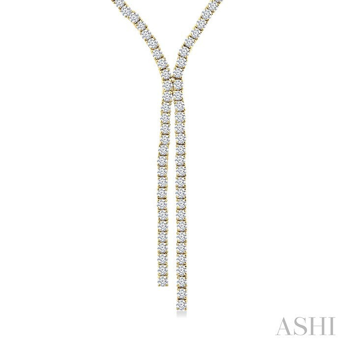 8 7/8 Ctw Y-Shape Round Cut Diamond Tennis Necklace in 14K Yellow Gold