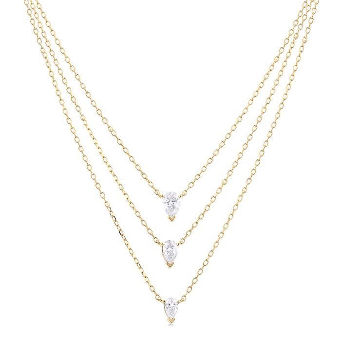 Pear Shape Diamond Layered Necklace