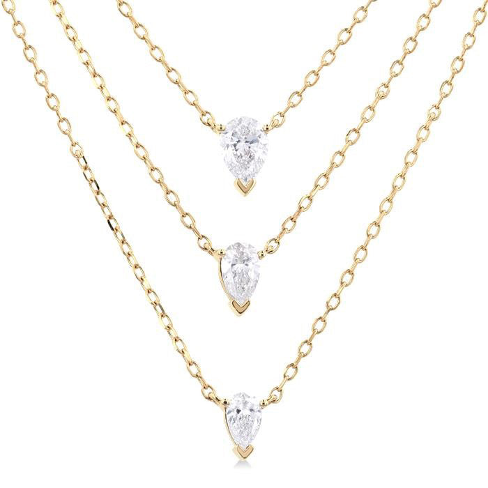 Pear Shape Diamond Layered Necklace