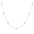 1 Ctw Bezel Set Round Cut Diamond Paperclip Station Necklace in 14K White Gold