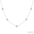 1 1/2 Ctw Bezel Set Round Cut Diamond Paperclip Station Necklace in 14K White Gold