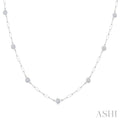 1 Ctw Bezel Set Round Cut Diamond Paperclip Station Necklace in 14K White Gold