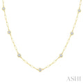 1 Ctw Bezel Set Round Cut Diamond Paperclip Station Necklace in 14K Yellow Gold