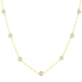 2 Ctw Bezel Set Round Cut Diamond Paperclip Station Necklace in 14K Yellow Gold
