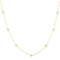 1/4 Ctw Bezel Set Round Cut Diamond Paperclip Station Necklace in 14K Yellow Gold