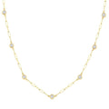 3/4 Ctw Bezel Set Round Cut Diamond Paperclip Station Necklace in 14K Yellow Gold