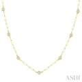 3/4 Ctw Bezel Set Round Cut Diamond Paperclip Station Necklace in 14K Yellow Gold