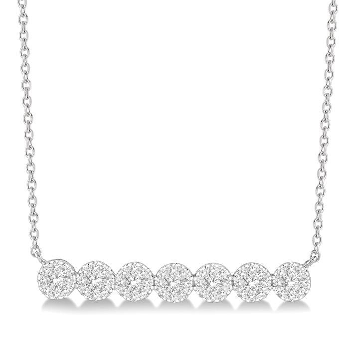 1/2 Ctw Circular Mount Bar Shine Bright Round Cut Diamond Necklace in 14K White Gold
