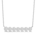 1/2 Ctw Circular Mount Bar Shine Bright Round Cut Diamond Necklace in 14K White Gold