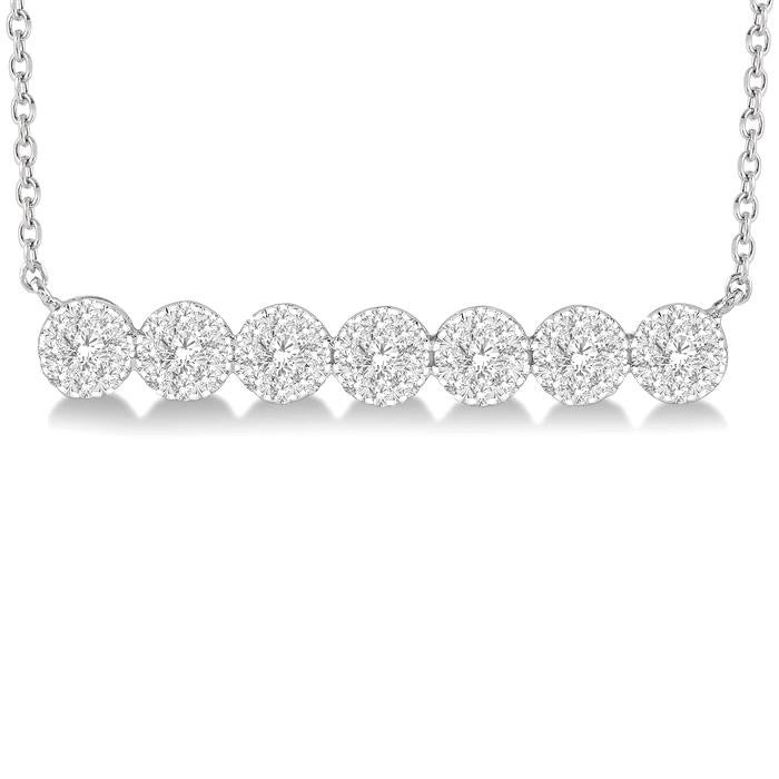 1/2 Ctw Circular Mount Bar Shine Bright Round Cut Diamond Necklace in 14K White Gold
