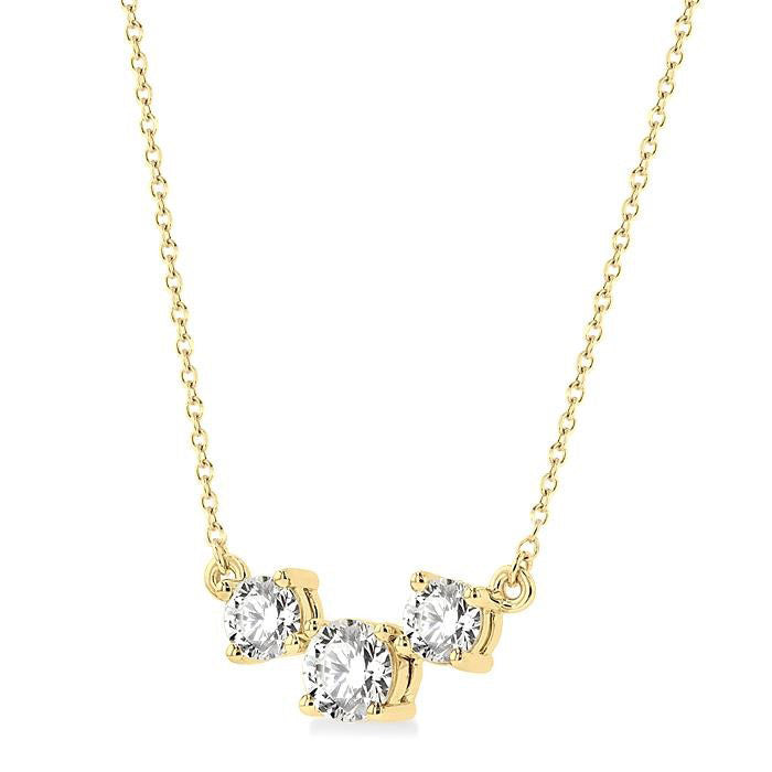 Quince Cypress Round Shape Past Present & Future Diamond Necklace