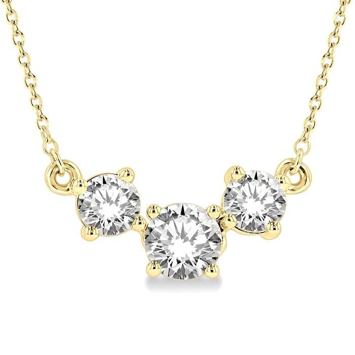 Quince Cypress Round Shape Past Present & Future Diamond Necklace