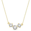 1 1/2 Ctw Three Stone Round Cut Diamond Necklace in 14K Yellow Gold