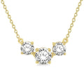 1 Ctw Three Stone Round Cut Diamond Necklace in 14K Yellow Gold
