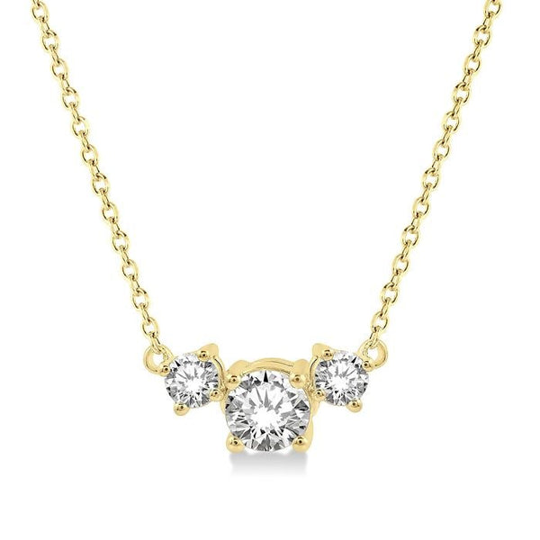 1/2 Ctw Three Stone Round Cut Diamond Necklace in 14K Yellow Gold