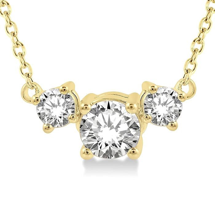 1/2 Ctw Three Stone Round Cut Diamond Necklace in 14K Yellow Gold