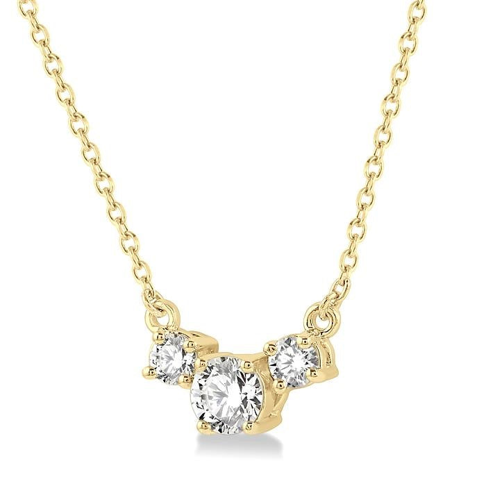 1/4 Ctw Three Stone Round Cut Diamond Necklace in 14K Yellow Gold