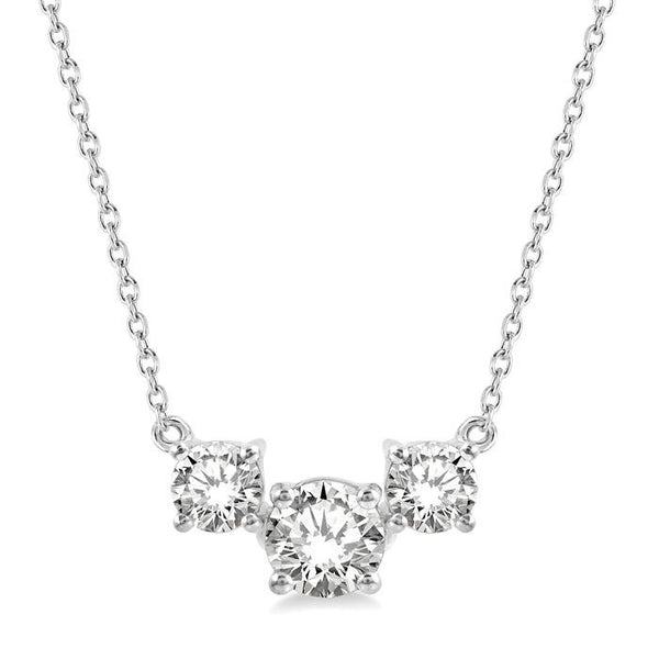3/4 Ctw Three Stone Round Cut Diamond Necklace in 14K White Gold