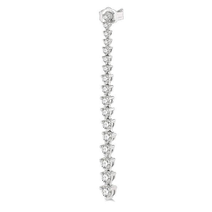 1 1/2 Ctw Round Cut Diamond Riviera Drop Earrings in 14K White Gold