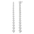 2 Ctw Round Cut Diamond Riviera Drop Earrings in 14K White Gold