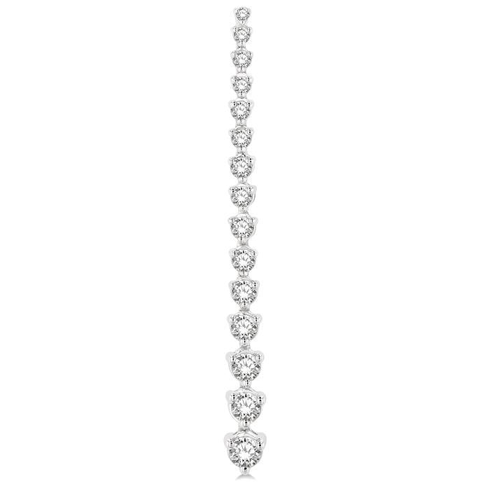 2 Ctw Round Cut Diamond Riviera Drop Earrings in 14K White Gold