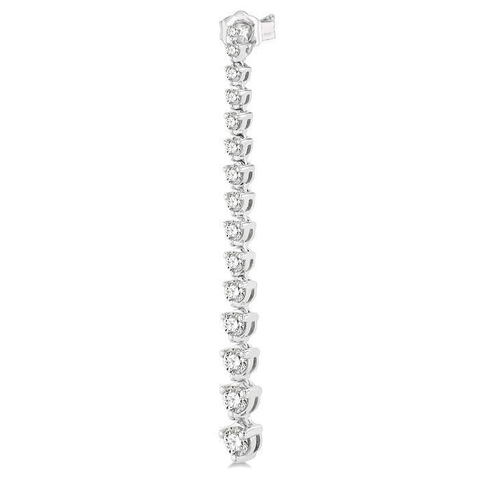 2 Ctw Round Cut Diamond Riviera Drop Earrings in 14K White Gold