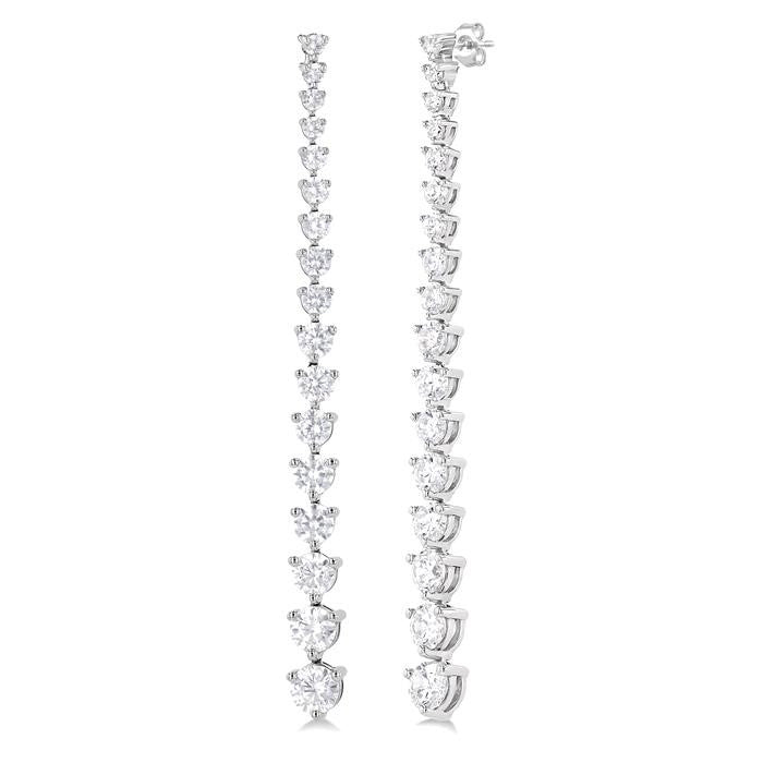 3 Ctw Round Cut Diamond Riviera Drop Earrings in 14K White Gold