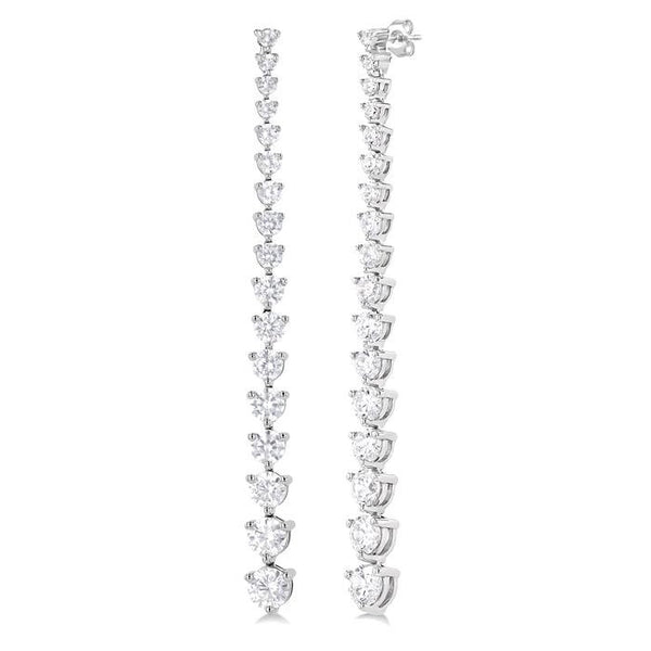3 Ctw Round Cut Diamond Riviera Drop Earrings in 14K White Gold