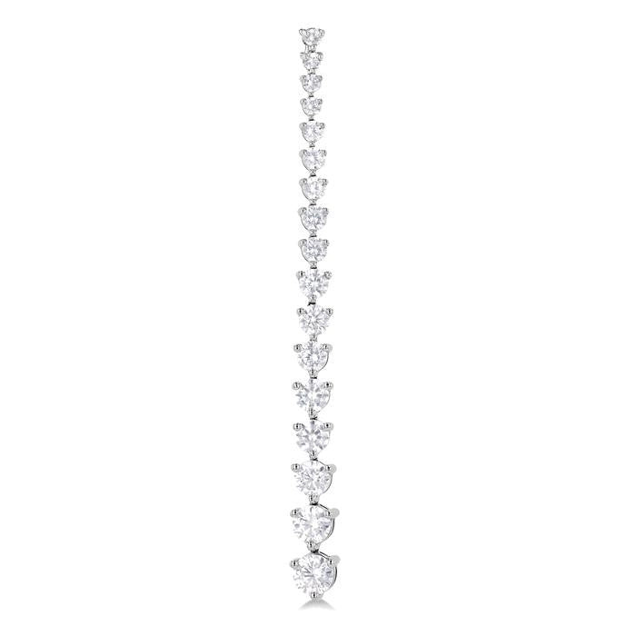 3 Ctw Round Cut Diamond Riviera Drop Earrings in 14K White Gold