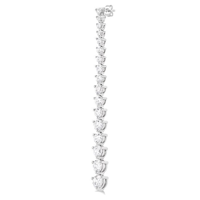 3 Ctw Round Cut Diamond Riviera Drop Earrings in 14K White Gold