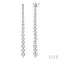 1 1/2 Ctw Round Cut Diamond Riviera Drop Earrings in 14K White Gold