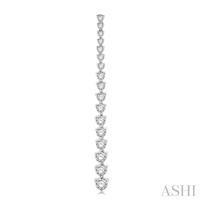 1 1/2 Ctw Round Cut Diamond Riviera Drop Earrings in 14K White Gold