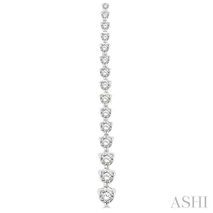 2 Ctw Round Cut Diamond Riviera Drop Earrings in 14K White Gold