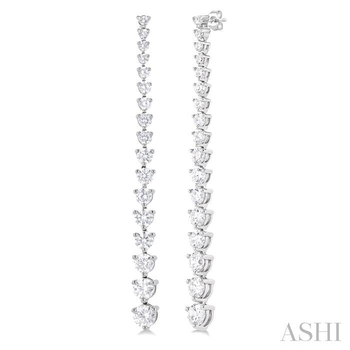 3 Ctw Round Cut Diamond Riviera Drop Earrings in 14K White Gold