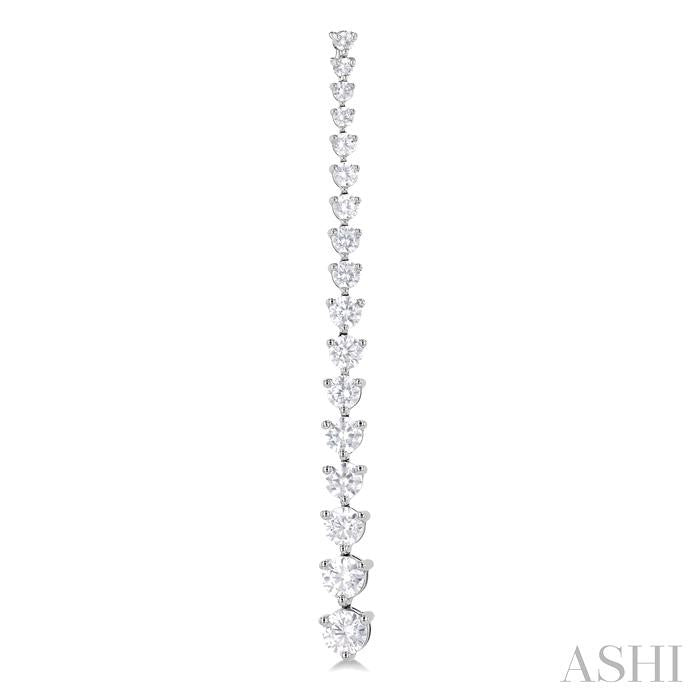 3 Ctw Round Cut Diamond Riviera Drop Earrings in 14K White Gold