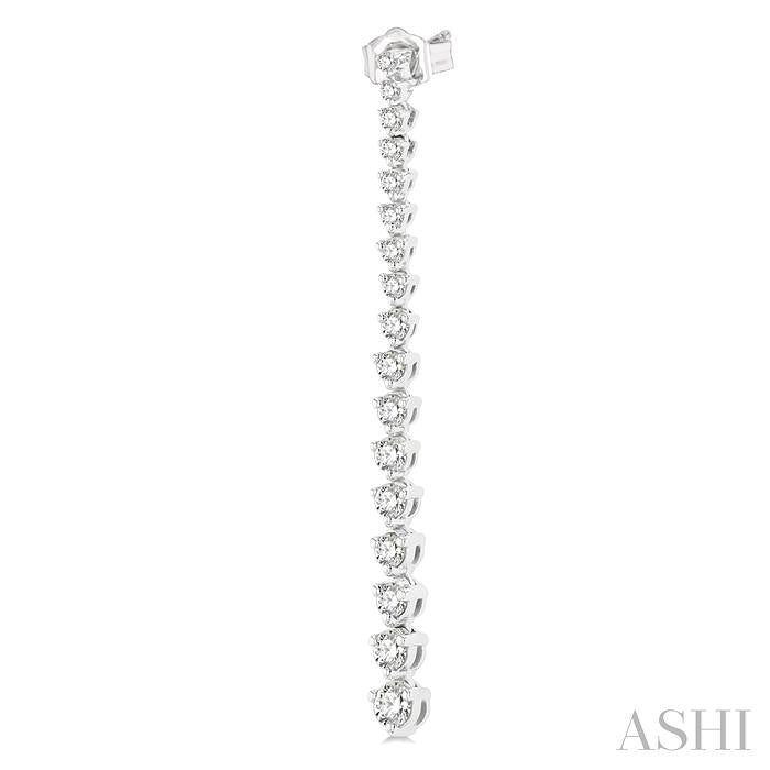 1 Ctw Round Cut Diamond Riviera Drop Earrings in 14K White Gold