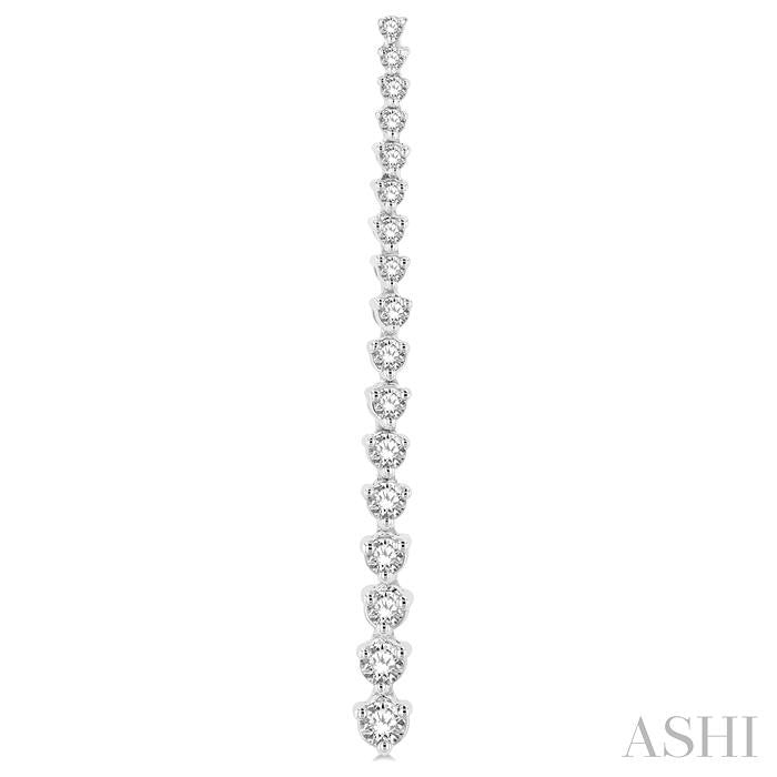 1 Ctw Round Cut Diamond Riviera Drop Earrings in 14K White Gold