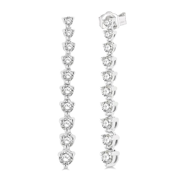 1/2 Ctw Round Cut Diamond Riviera Drop Earrings in 14K White Gold