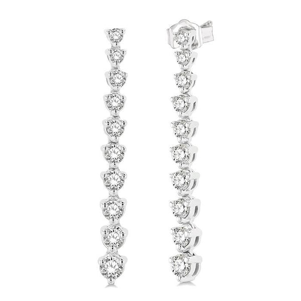 1/2 Ctw Round Cut Diamond Riviera Drop Earrings in 14K White Gold