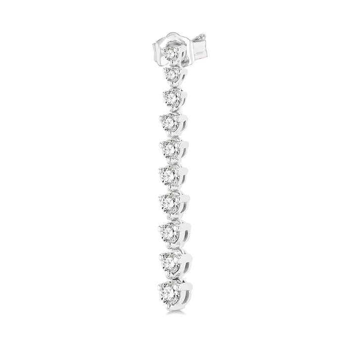 1/2 Ctw Round Cut Diamond Riviera Drop Earrings in 14K White Gold