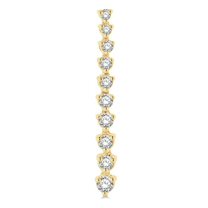 1/2 Ctw Round Cut Diamond Riviera Drop Earrings in 14K Yellow Gold