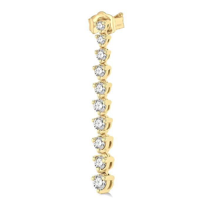 1/2 Ctw Round Cut Diamond Riviera Drop Earrings in 14K Yellow Gold