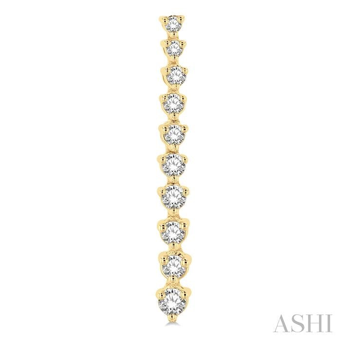 1/2 Ctw Round Cut Diamond Riviera Drop Earrings in 14K Yellow Gold